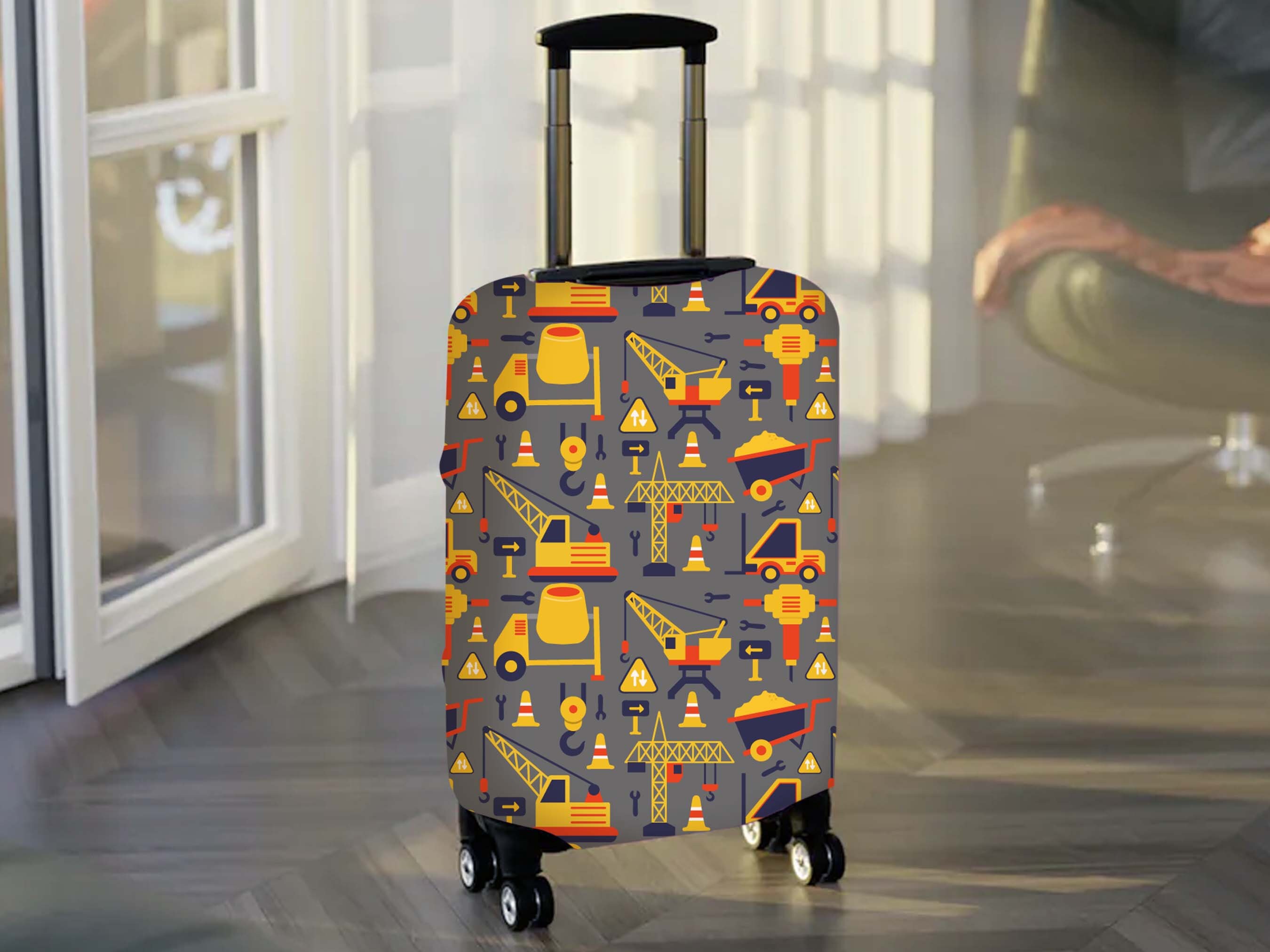 Kids Construction Theme Suitcase, Trucks Suitcase Designed & Sold By