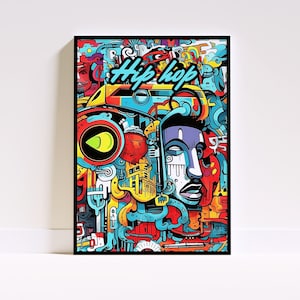 Hip Hop Wall Art for Rappers, Printable music poster, Digital Poster Framed, Hip Hop Pop Art, Instant Download Poster Art, Digital Rap Art