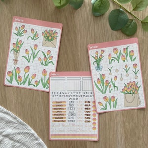 Planches de stickers thème Tulipes Autocollants pour bullet journal, planner, scrapbooking, art journal, carterie image 1