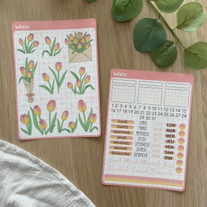 Planches de stickers thème Tulipes Autocollants pour bullet journal, planner, scrapbooking, art journal, carterie image 3