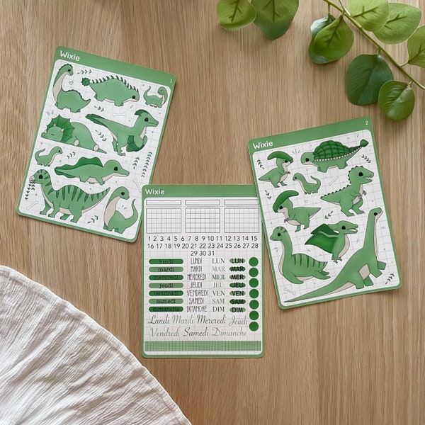 Planches de stickers thème "Dinosaures" - Autocollants pour bullet journal, planner, scrapbooking, art journal, carterie