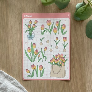 Planches de stickers thème Tulipes Autocollants pour bullet journal, planner, scrapbooking, art journal, carterie image 6