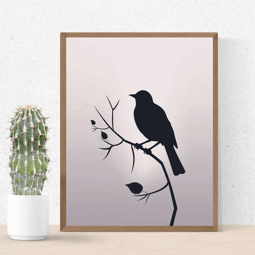 Minimalist Bird Wall Art Bird Line Art Bird Wall Art Black Etsy