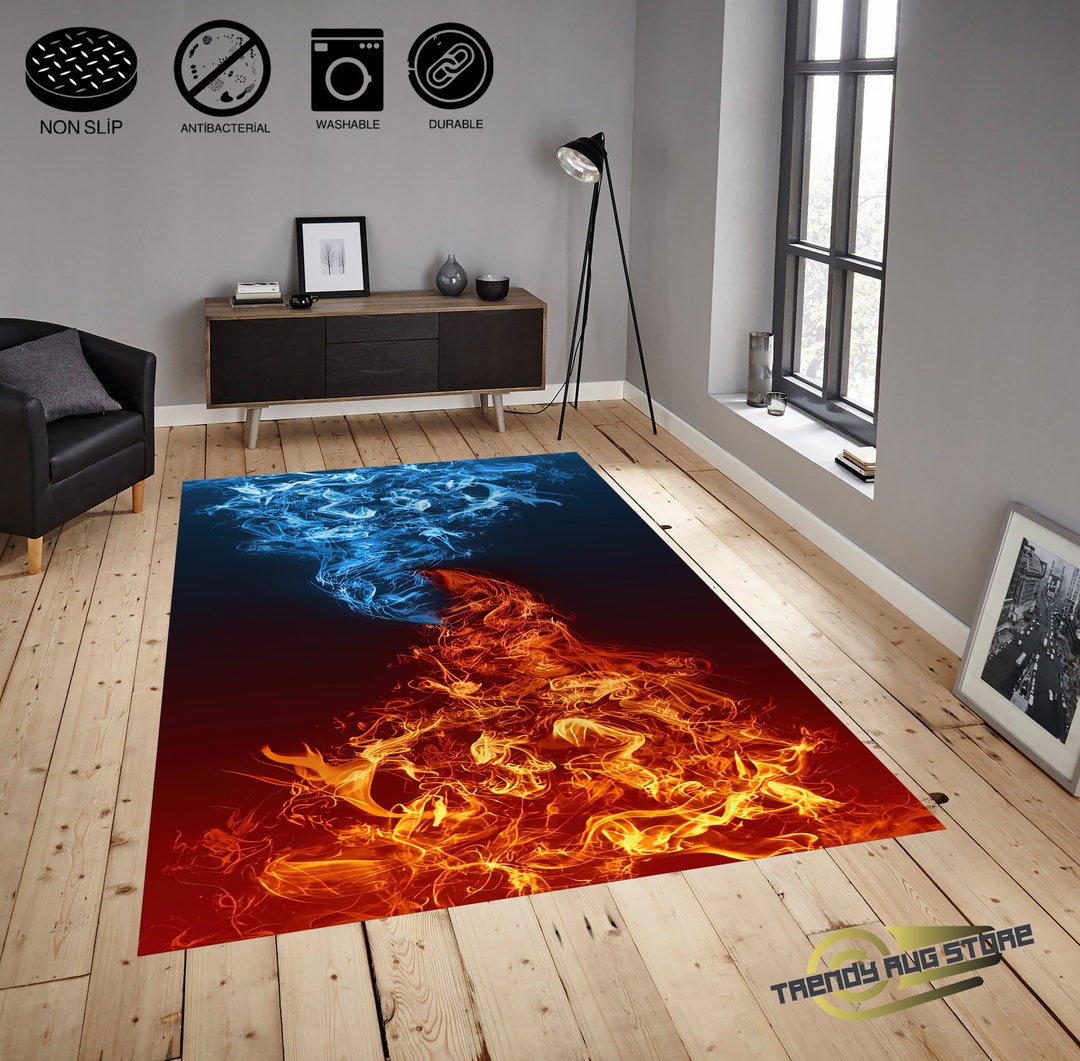 Flame Pattern Rug / Burning Rug / Fire Area Mat / Abstract Etsy