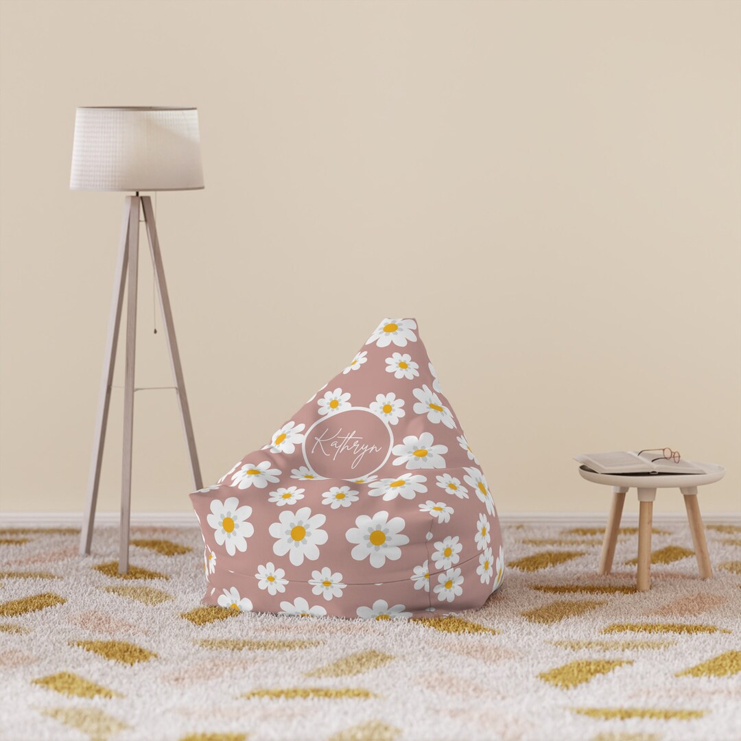 Personalized Bean Bag Cover Pink Daisy Flower Design Bean Bag Etsy