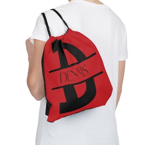 Personalized Drawstring Backpack w/Name Initials for Girls Boys, Outdoor Drawstring Bag, Gifts for Back to School, Kid's Beach Bag