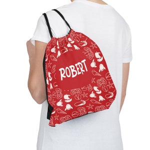 Personalized Drawstring Backpack w/Name for Girls Boys, Fish Outdoor Drawstring Bag, Gifts for Back to School, Kid's Beach Bag