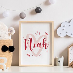 Arte murale stampabile personalizzata di San Valentino, decorazione murale per la cameretta dei bambini, biglietti di San Valentino, decorazione per la cameretta dei bambini, stampabile con nome personalizzato, download digitali