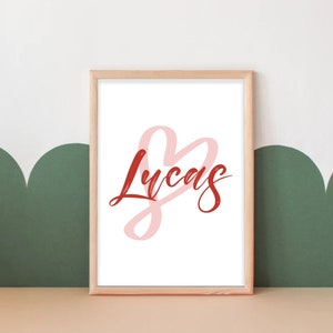 Arte murale stampabile personalizzata di San Valentino, decorazione murale per la cameretta dei bambini, biglietti di San Valentino, decorazione per la cameretta dei bambini, stampabile con nome personalizzato, download digitali
