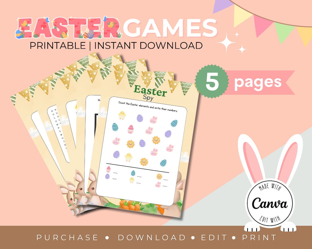 Easter Games Printable, Printable Easter Games, Editable Bundle, Easter ...
