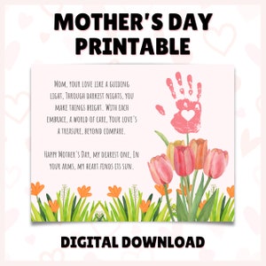 Presente de Dia das Mães, Arte de Impressão de Mão do Dia das Mães, Feliz Dia das Mães, Impressão de Mãe e Filhos, Arte de Impressão de Mão, Atividade de Dia das Mães, Página de Atividades