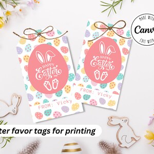 Personalisierte Ostern Geschenkanhänger druckbar, druckbare Oster Favor Tag, bearbeitbare Geschenkanhänger, Geschenkanhänger Vorlage, bearbeiten mit Canva