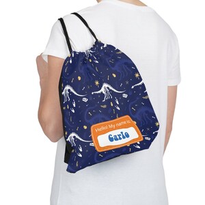 Personalized Drawstring Backpack w/Name for Girls Boys, Dino Outdoor Drawstring Bag, Gifts for Back to School, Kid's Beach Bag