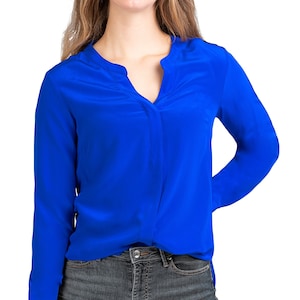 Seidenbluse Nobicetta Bluse aus 100% Seide für Damen von Posh Gear langärmlig mit V-Kragen
