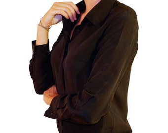 Silk blouse Camicina blouse made of 100% silk for women from Posh Gear, long sleeves with Kent collar