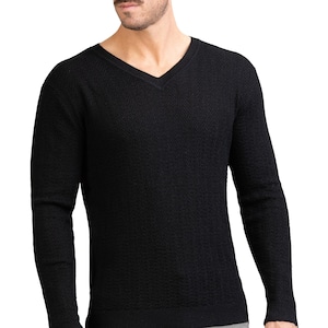 Alpaca men&#39;s sweater Maglione V-Neck made of llama wool by Posh Gear