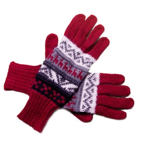 Alpaca finger gloves Guantilissi gloves women men made of 100% alpaca wool by Posh Gear dunkel rot