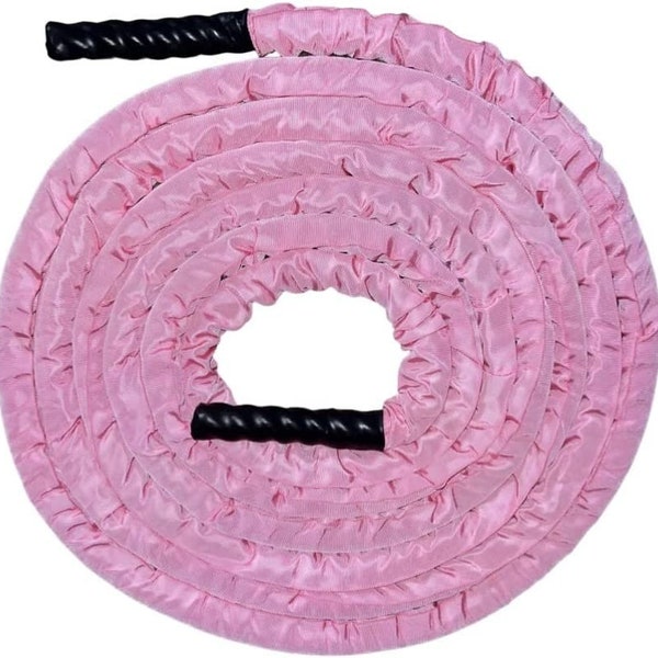 DoesThisComeInPink - Pink Battle Rope, Heavy Strength Training Rope with Pink Protective Sleeve for Women