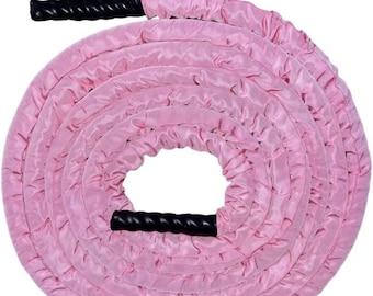 DoesThisComeInPink - Pink Battle Rope, Heavy Strength Training Rope with Pink Protective Sleeve for Women