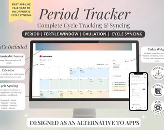Notion Period Tracker | Cycle Syncing Calendar Dashboard (Digital Download)