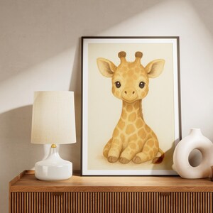 Baby Giraffe Nursery Art | Safari Animal Wall Print | Watercolor Kids Room Decor | Jungle Theme Digital Download