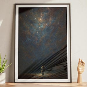 Astronaut Weltraum Kunstdruck Digitaler Download, Kosmischer Nebel Wandkunst, Sci-Fi Poster, druckbare Galaxie Dekor A2 A3 A4, Sternenhimmel Kunstwerk