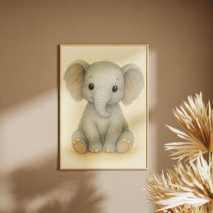 Baby Elefant Druck, Aquarell Elefant Kunst, Safari Kinderzimmer Dekor, niedlichen Dschungel-Kinderzimmer-Kunst, Instant Download, Gender Neutral Geschenk