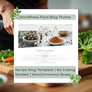 WordPress Food Blog Theme – Recipe Blog Template Kadence – Minimalist Website Design for Food Bloggers – WooCommerce Ready