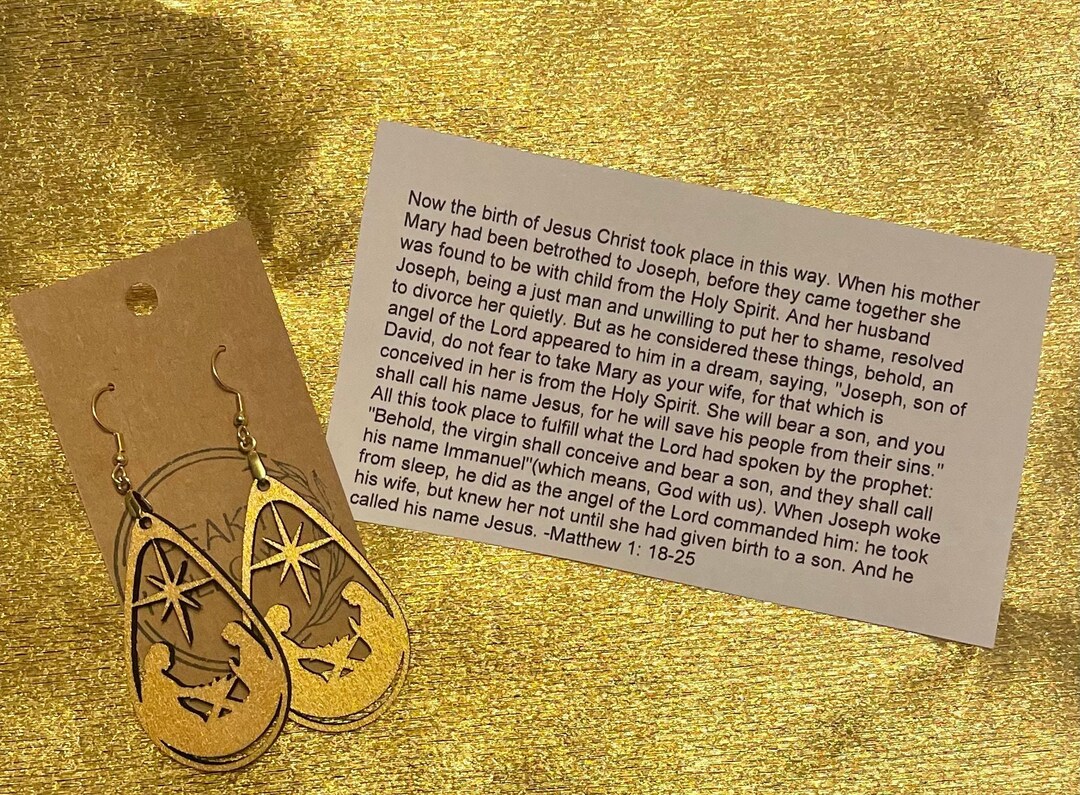 Nativity Earrings With Scripture Card Etsy