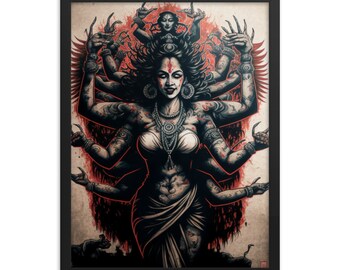 Kali - Vintage-style Indian Hindu Devotional Print.