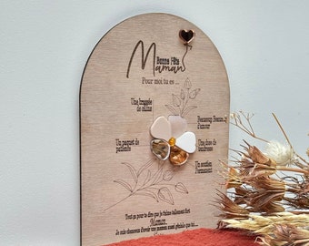 Wooden poster Mother's Day collection - "Happy Mother's Day" sign - Personalized poster special Mother's Day flower model