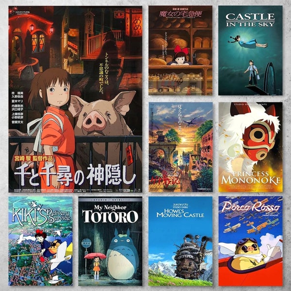 Studio Ghibli Poster A5 Miyazaki | Anime Poster, Japanese Anime Art, Ghibli Studio Poster, Anime Fan Gift, Ponyo, Spirited Away,Poster Decor