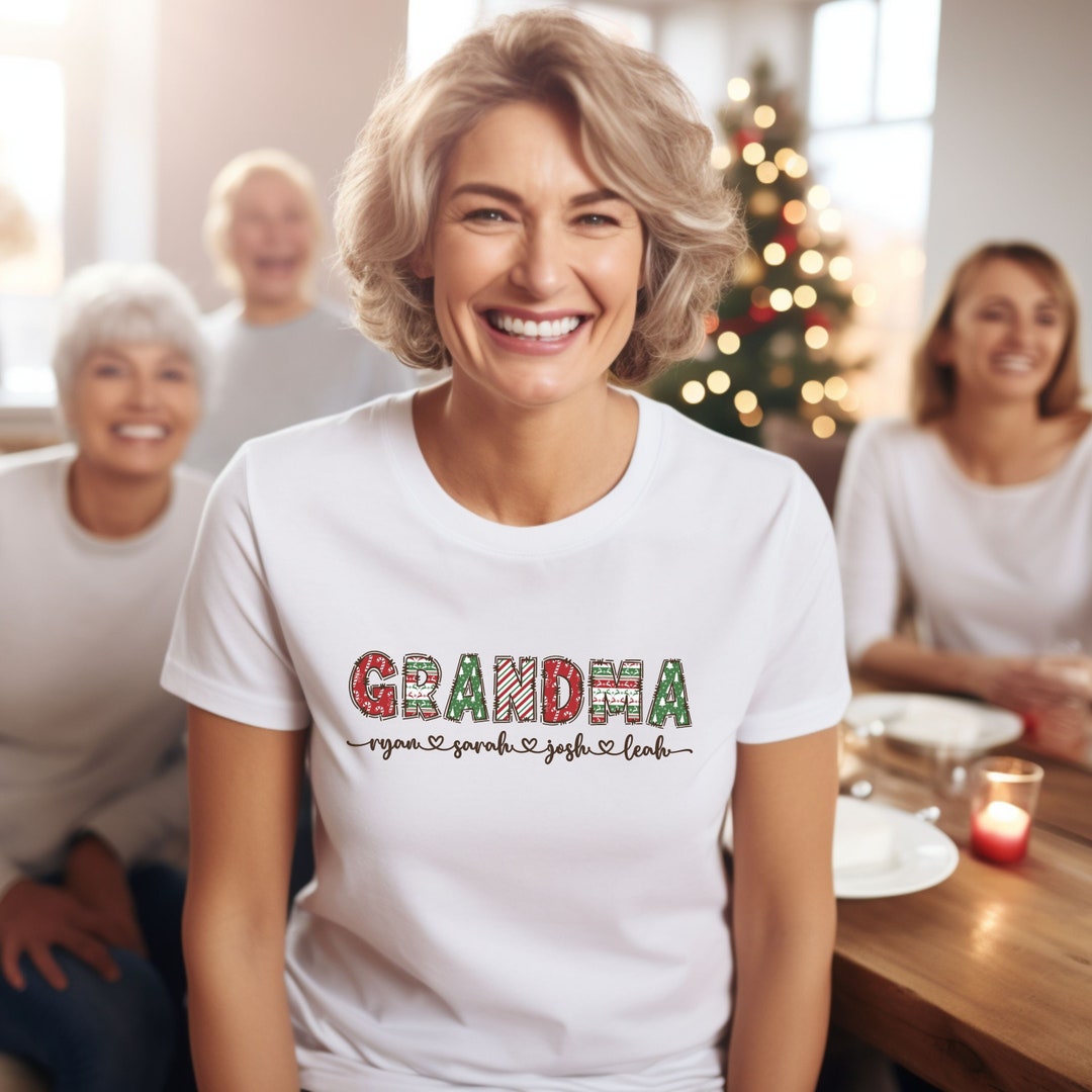 Personalized Grandma Shirt With Kids Names Custom Christmas - Etsy