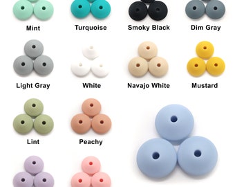 2 Silikon Linsen 15mm in verschiedenen Farben für Schnullerketten, Greiflinge, Beißringe, Stillketten, Silikonperlen, BPA Frei