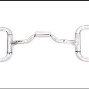 May include: A silver 5"  D-ring snaffle bit with a jointed mouthpiece. The bit is made by Jamikam.