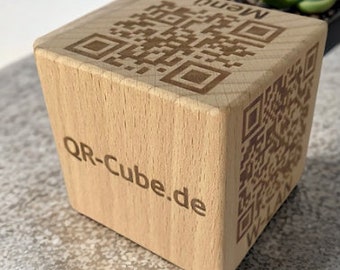 Cube en bois QR, cube, 6 cm, 10 cm, différentes couleurs, restaurant, bar, hôtel, mariage, célébration, anniversaire, privé