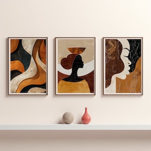 Art numérique géométrique abstrait, art mural africain imprimable, impression d'art tourbillon, art mural marron et beige, art mural aux tons terre, impression couleurs douces