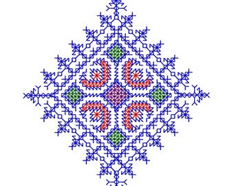 Moroccan Cross Stitch Embroidery Design - Oriental Geometric Pattern - Digital Machine File - Instant Download