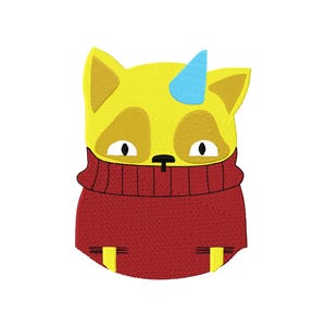 Cute Monster Cat embroidery design – Cartoon animal applique – Machine embroidery file – Instant download – DST PES JEF VP3