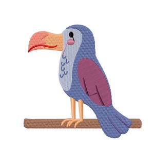 Colorful Tropical Bird Embroidery Design – Jungle Parrot Digital Machine File – Exotic Animal Stitch Pattern