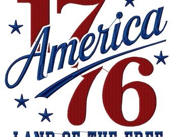 1776 America Stickdatei: USA Flagge im US Format zum Herunterladen und selbst ausdrucken.