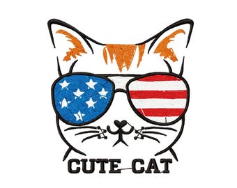 American Flag Cat Embroidery Design: Patriotic Kitten (Digital Download)