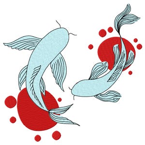 Koi Fish Machine Embroidery Design: Japanese Art (Digital File)