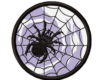 Spider Web Embroidery Design: Halloween Circle Patch (70x70 mm, Digital Download)