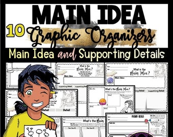 Main Idea Graphic Organizers, Main Idea Worksheets, Reading Comprehension, Homeschool, Literacy Centers, Reading Strategies, Printables