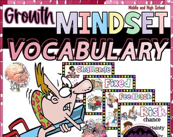 Growth Mindset Posters | Growth Mindset Bulletin Board | Growth Mindset Vocabulary Posters |  Word Wall |  Classroom Posters |  Fixed Mindse