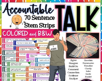Accountable Talk Sentence Starter Stems, Sentence Starters, Discussion Starters, Academic Language, Printable Sentence Starters