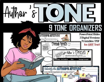Author's Tone, Tone Graphic Organizers, Tone Worksheets, Reading Comprehension, , Tone Activities, Reading Strategies, Citing Evidence