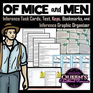 Of Mice and Men Assessment, Inference Test, Making Inferences Task Cards, Reading Strategies, Inferring, Novel Study, Homeschool, Quiz