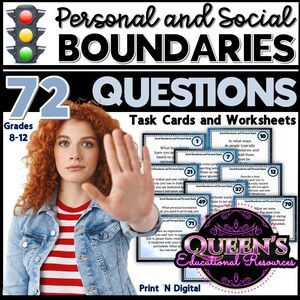 Personal and Social Boundaries Questions | Personal Space Task Cards | Communication Skills | Social Skills | Boundaries | Worksheets